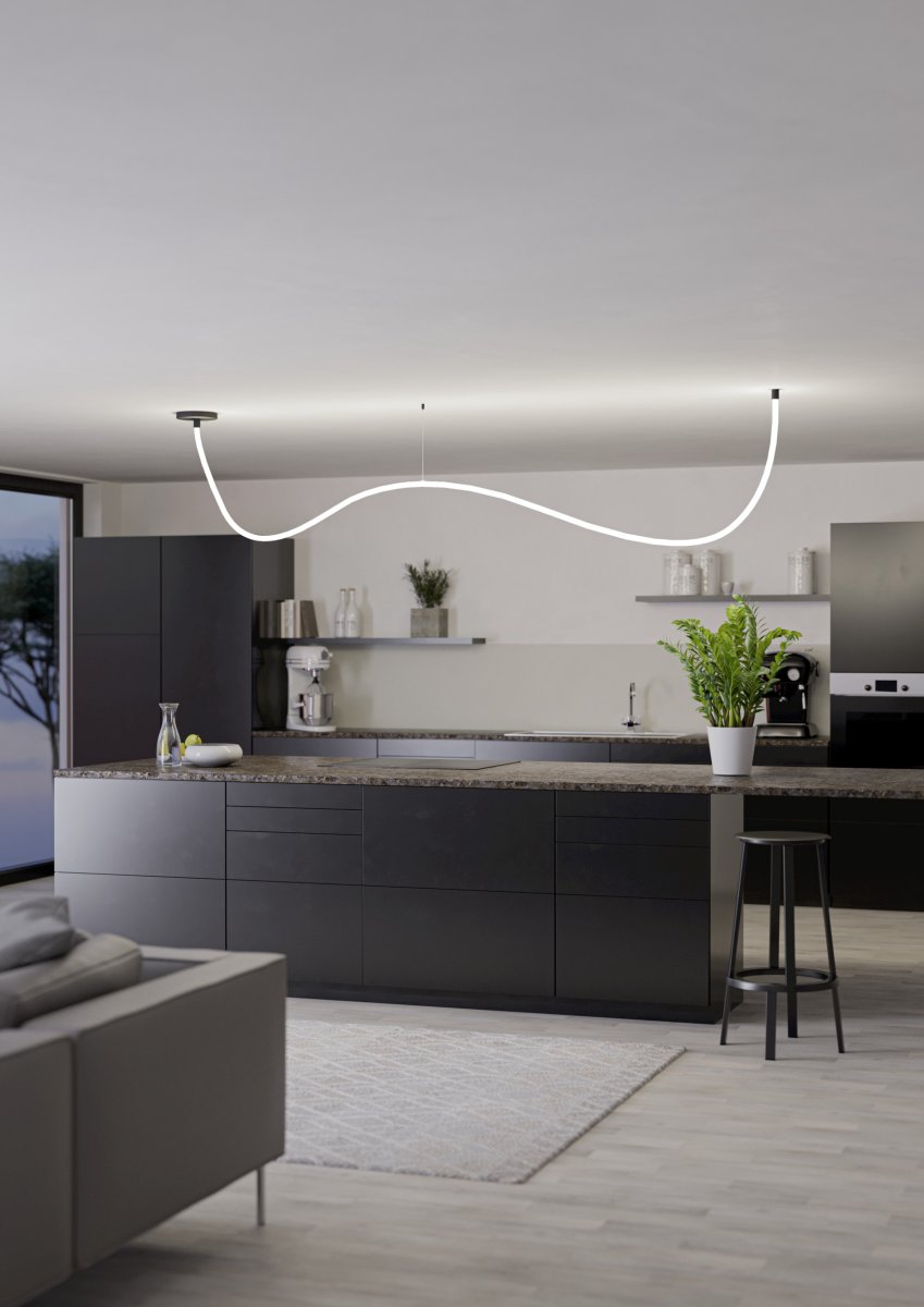 Glow 300cm Schwarz hängelampe Von Eglo - Dadurch eignet sich Glow perfekt für Dachschrägen, Treppenhäuser, Flure oder andere Räume, in denen Sie eine individuelle Lichtinstallation gestalten möchten.