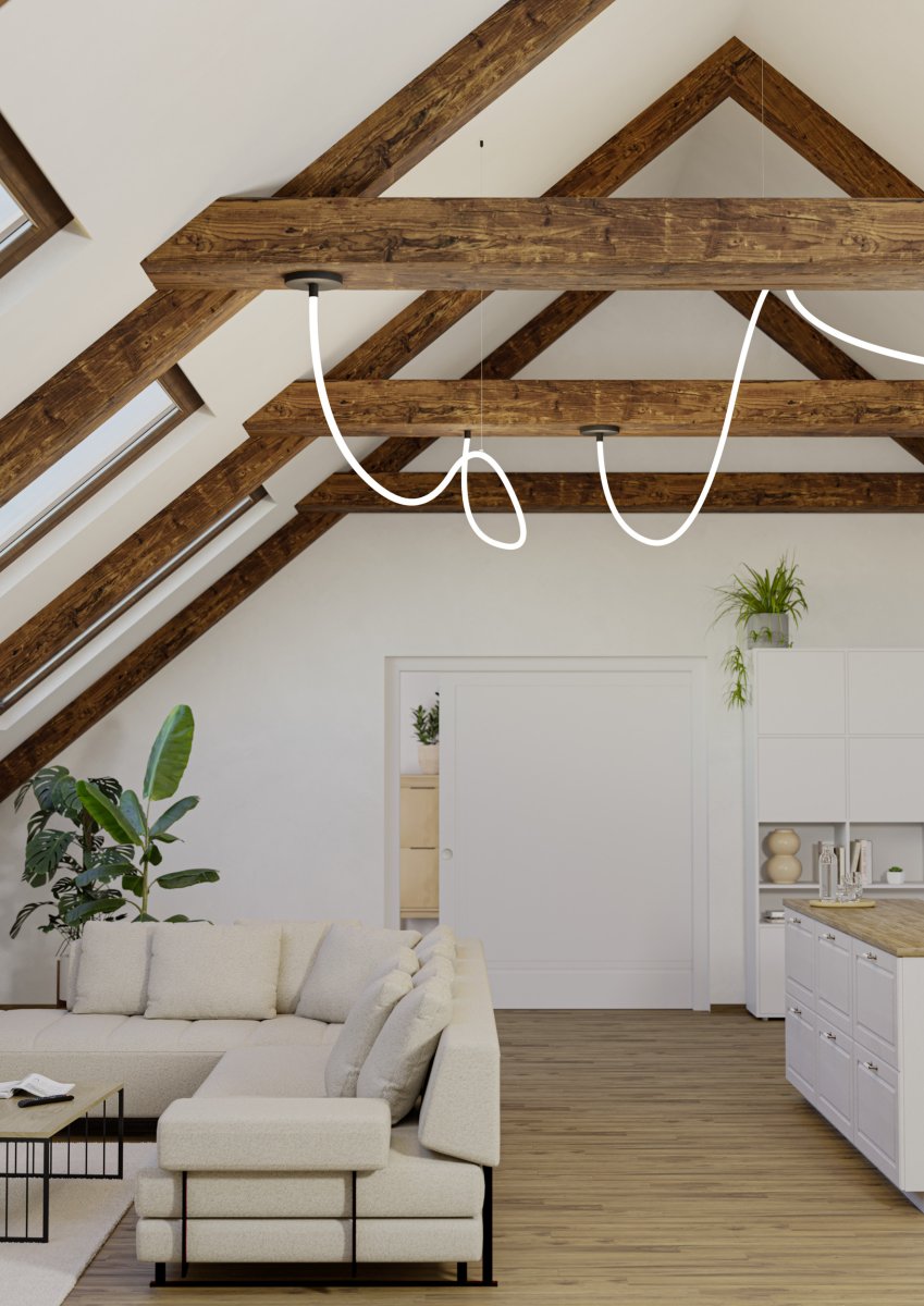 Glow 300cm Schwarz hängelampe Von Eglo - Dadurch eignet sich Glow perfekt für Dachschrägen, Treppenhäuser, Flure oder andere Räume, in denen Sie eine individuelle Lichtinstallation gestalten möchten.