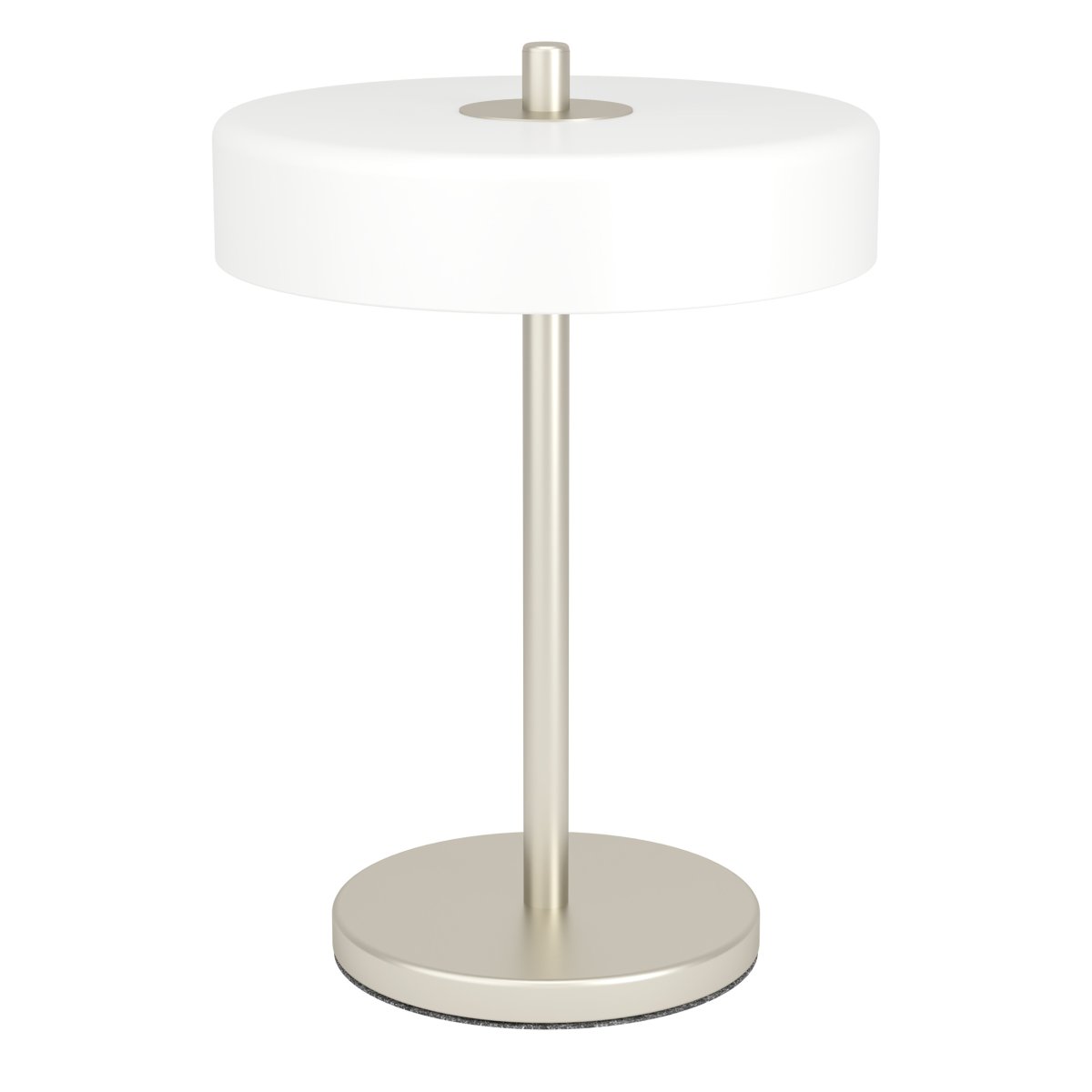 Salve 33cm Nickel tischlampe Von Eglo - Die Tischleuchte Salve besticht durch ihren Metallfuß in mattem Nickel-Finish und den runden Opalglasschirm, der ihr ein sanftes und angenehmes Aussehen verleiht.