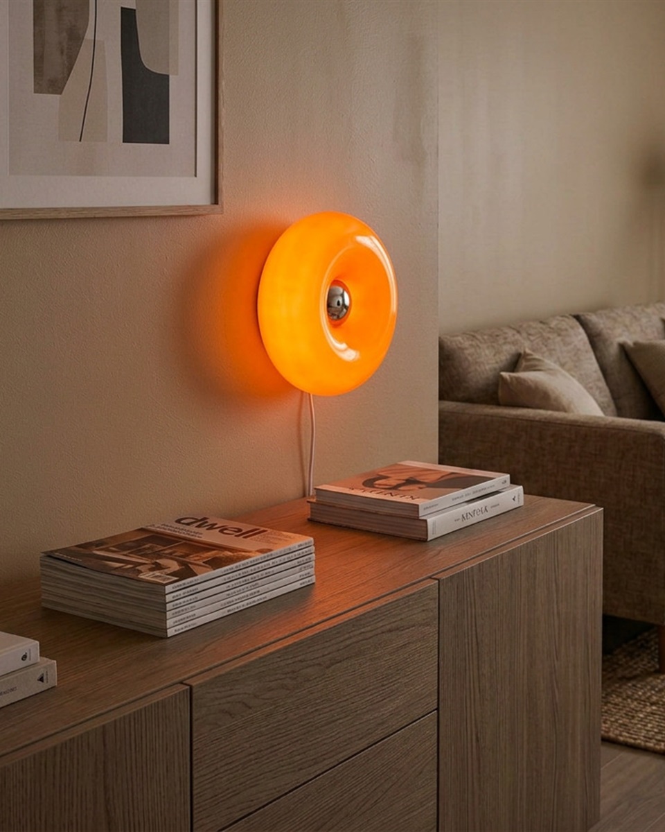 Basile 10cm Orange tischlampe Von Eglo - Sie kann sowohl als Tisch- als auch als Wandleuchte verwendet werden und bietet somit vielf&auml;ltige Platzierungsm&ouml;glichkeiten.