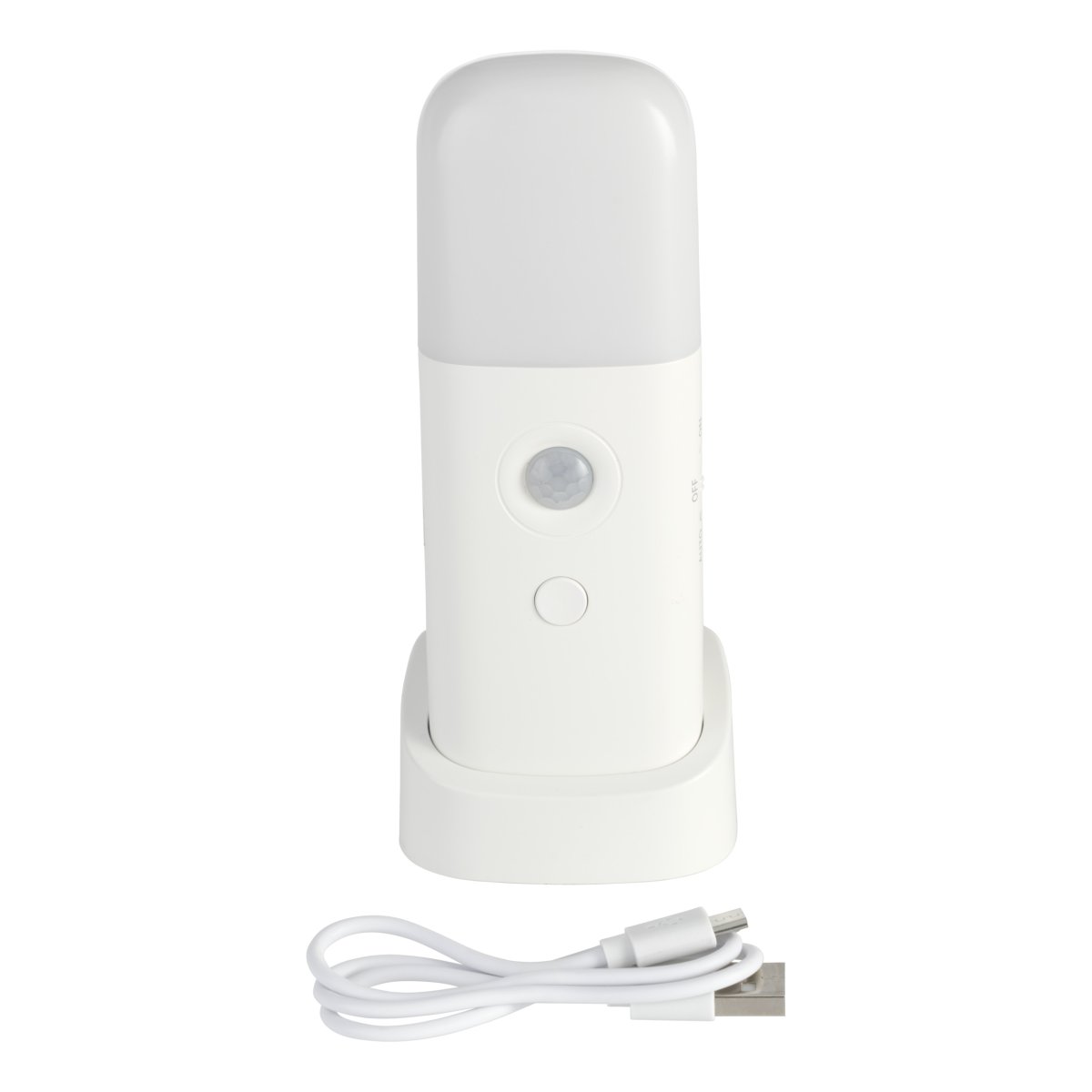 Merta Weiß tragbare Von Eglo - Die Lampe wird mit einer Station geliefert, auf der sie sich beispielsweise auf einem Nachttisch, einem Regal oder einem Schreibtisch platzieren lässt.