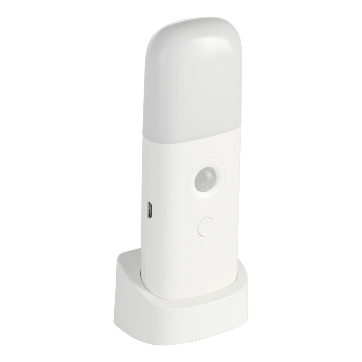 Merta Weiß tragbare Von Eglo - Die Lampe wird mit einer Station geliefert, auf der sie sich beispielsweise auf einem Nachttisch, einem Regal oder einem Schreibtisch platzieren lässt.