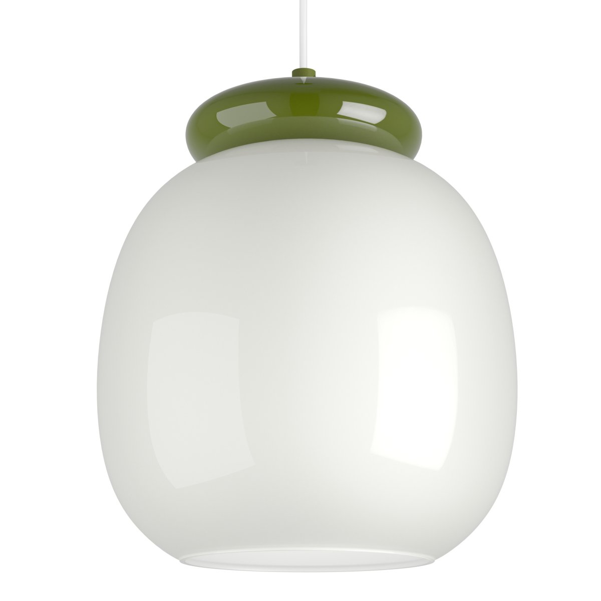 Berardelli Ø23 Weiß hängelampe Von Eglo - Der grüne Schirm und die Verzierungen oberhalb des Glasschirms verleihen der Lampe eine verspielte Note und setzen einen schönen Farbakzent im Raum.