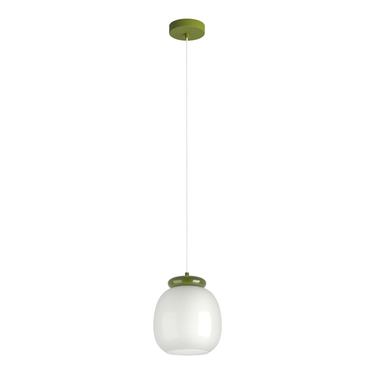 Berardelli Ø23 Weiß hängelampe Von Eglo - Der grüne Schirm und die Verzierungen oberhalb des Glasschirms verleihen der Lampe eine verspielte Note und setzen einen schönen Farbakzent im Raum.