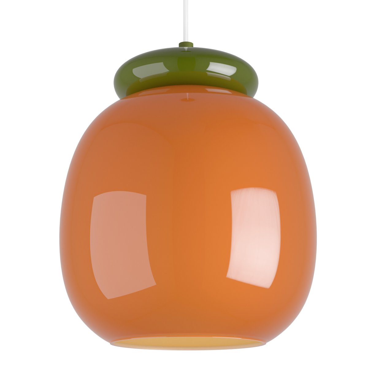 Berardelli Ø23 Orange hängelampe Von Eglo - Der grüne Schirm und die Verzierung oberhalb des Glasschirms verleihen der Leuchte eine verspielte Note und setzen einen schönen Farbakzent im Raum.