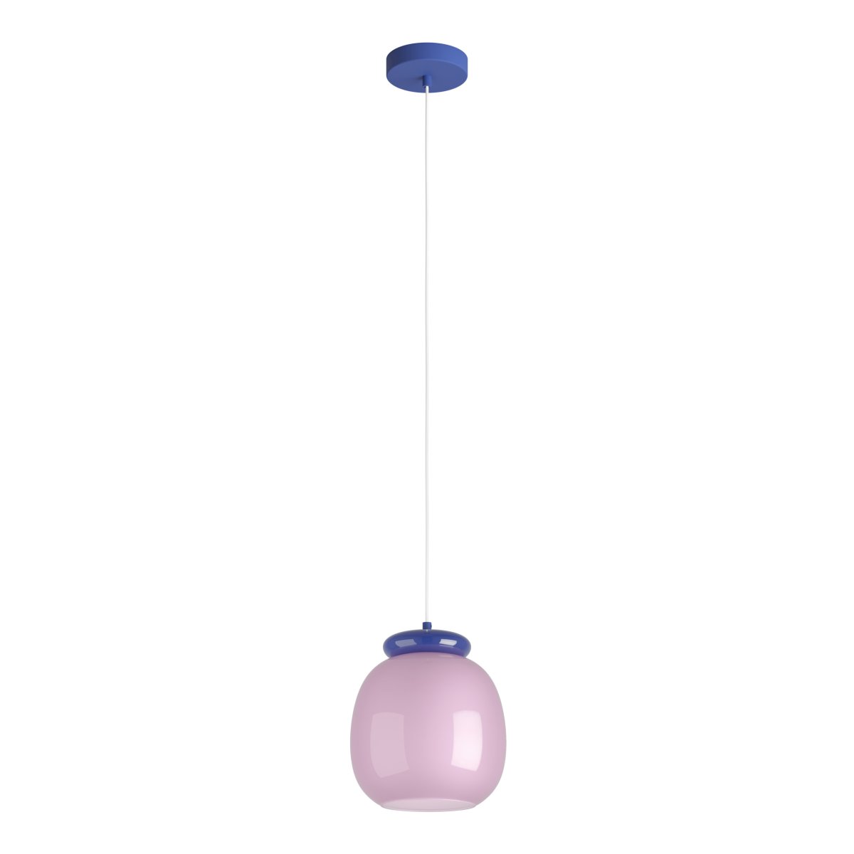 Berardelli Ø23 Rosa hängelampe Von Eglo - Der blaue Schirm und die Verzierungen dar&uuml;ber verleihen der Lampe einen verspielten Ausdruck und setzen einen sch&ouml;nen Farbakzent im Raum.