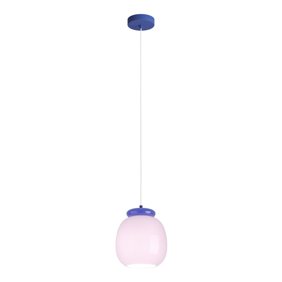 Berardelli Ø23 Rosa hängelampe Von Eglo - Der blaue Schirm und die Verzierungen dar&uuml;ber verleihen der Lampe einen verspielten Ausdruck und setzen einen sch&ouml;nen Farbakzent im Raum.
