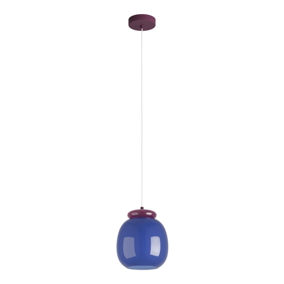 Berardelli Ø23 Blau hängelampe Von Eglo - Der violette Schirm und die Verzierungen dar&uuml;ber verleihen der Leuchte eine verspielte Note und setzen einen sch&ouml;nen Farbakzent im Raum.