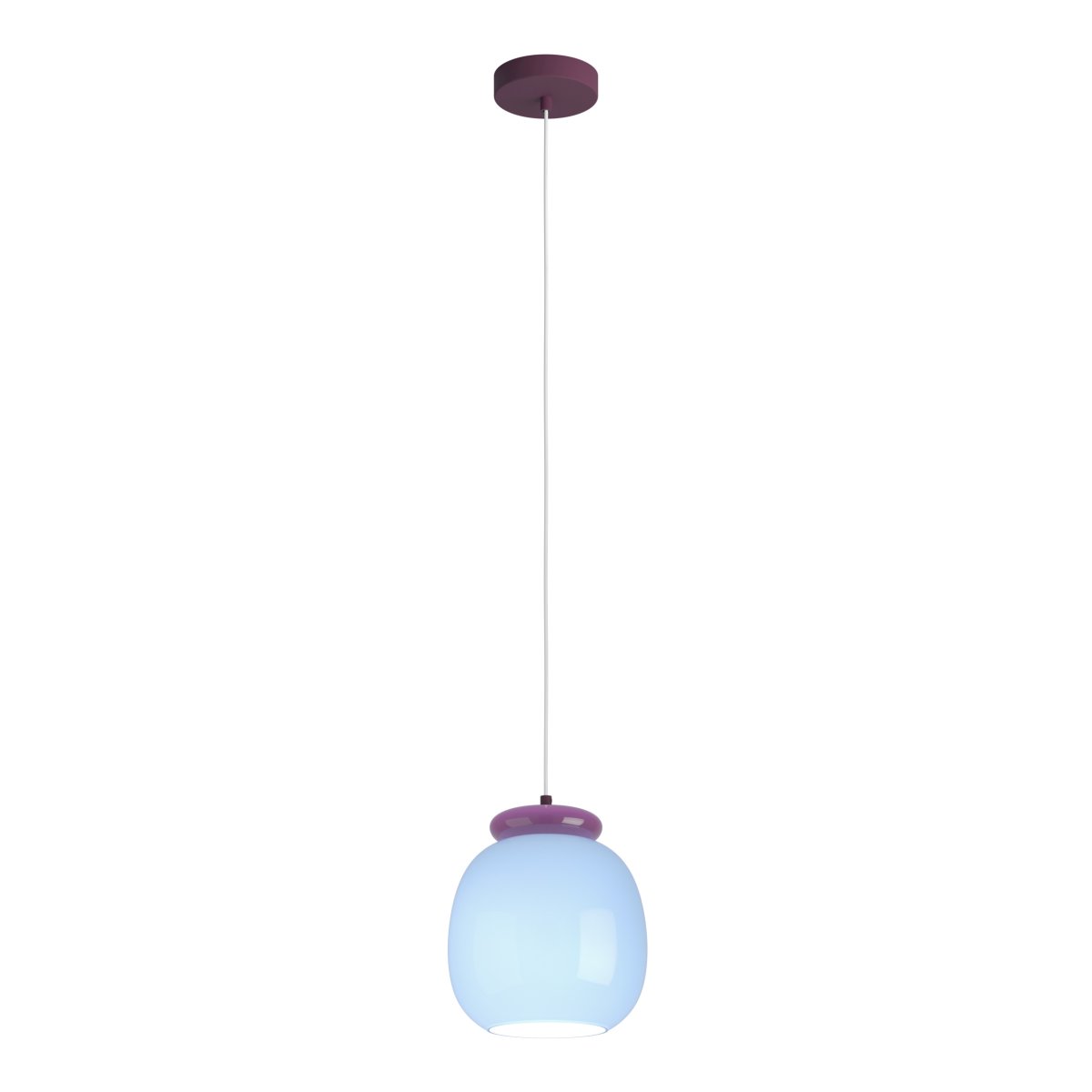 Berardelli Ø23 Blau hängelampe Von Eglo - Der violette Schirm und die Verzierungen dar&uuml;ber verleihen der Leuchte eine verspielte Note und setzen einen sch&ouml;nen Farbakzent im Raum.