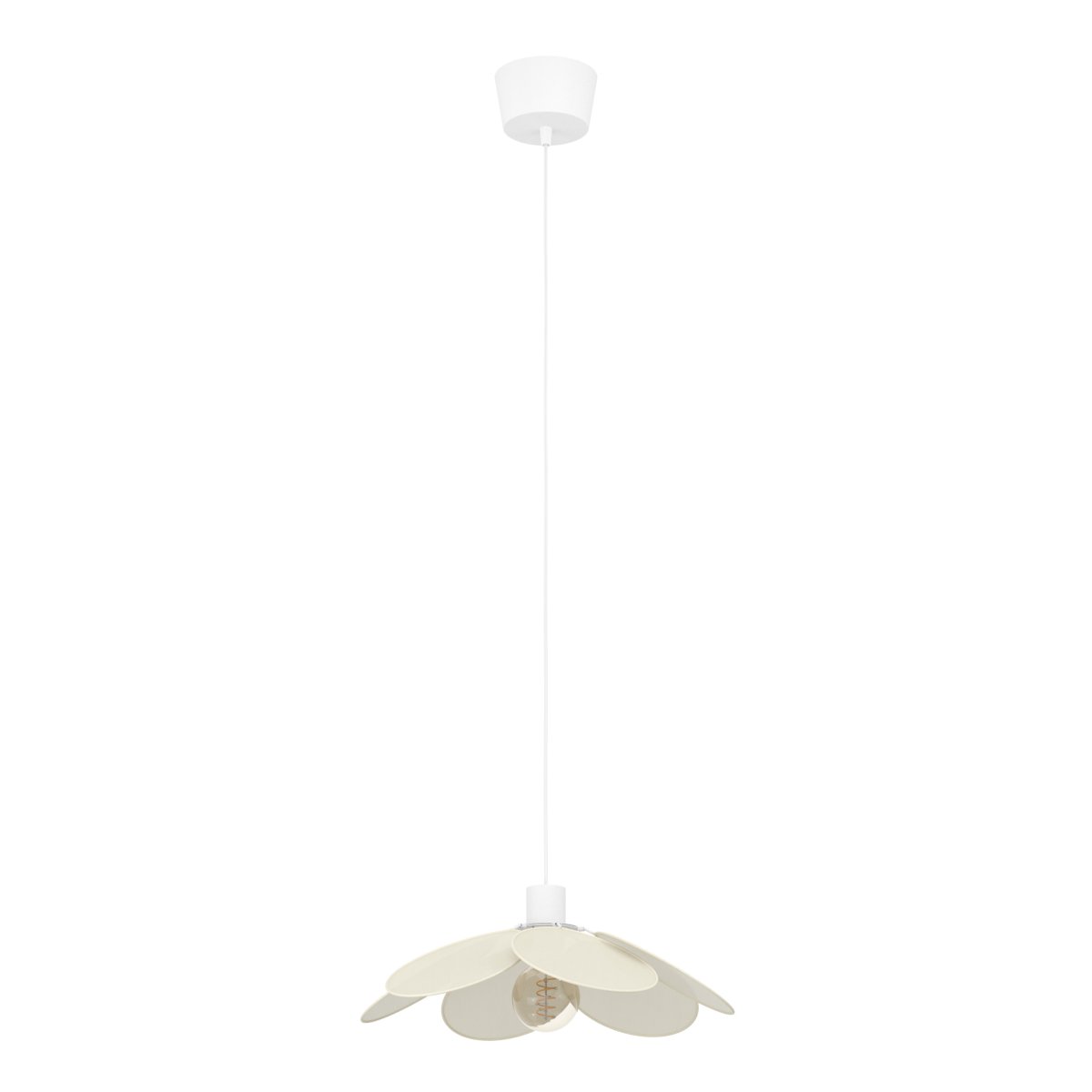 Binacua Ø40 Beige hängelampe Von Eglo - Der Schirm besteht aus sanft gerundeten Blättern, die sich überlappen und die Lichtquelle in der Mitte sichtbar machen.