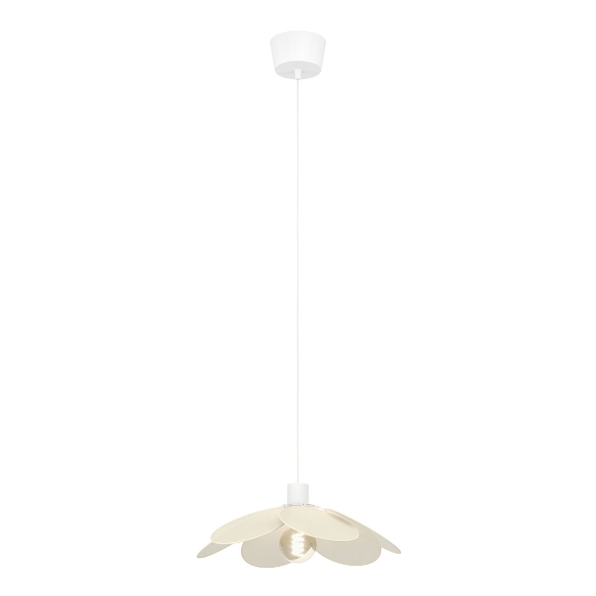 Binacua Ø40 Beige hängelampe Von Eglo - Der Schirm besteht aus sanft gerundeten Blättern, die sich überlappen und die Lichtquelle in der Mitte sichtbar machen.
