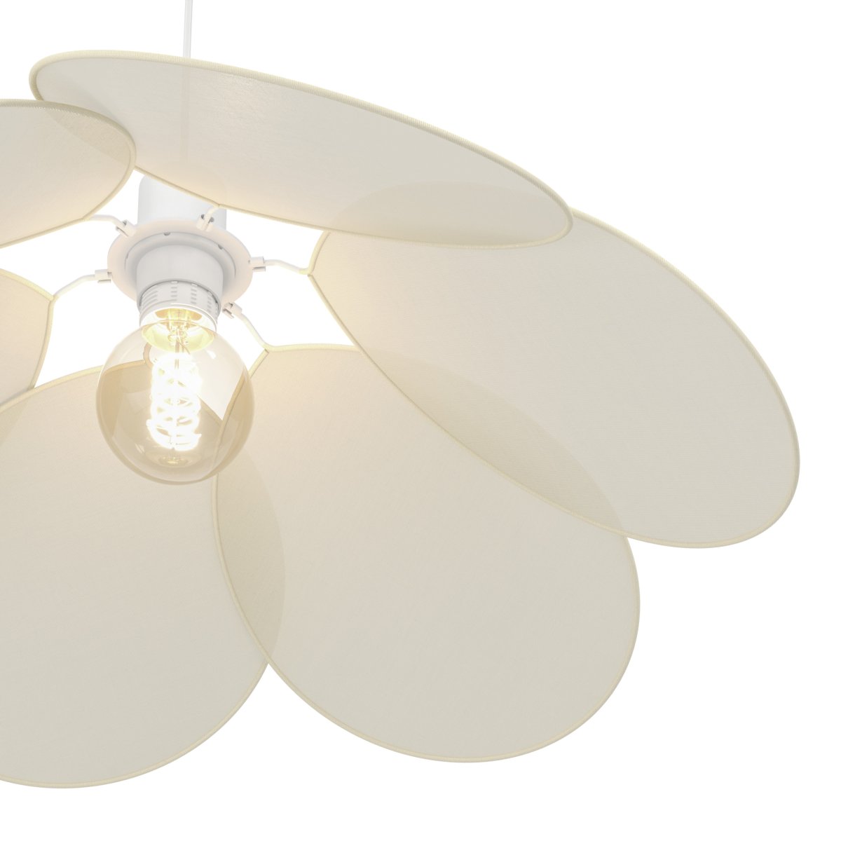 Binacua Ø60 Beige hängelampe Von Eglo - Der Schirm besteht aus sanft gerundeten Blättern, die sich überlappen und die Lichtquelle in der Mitte sichtbar machen.