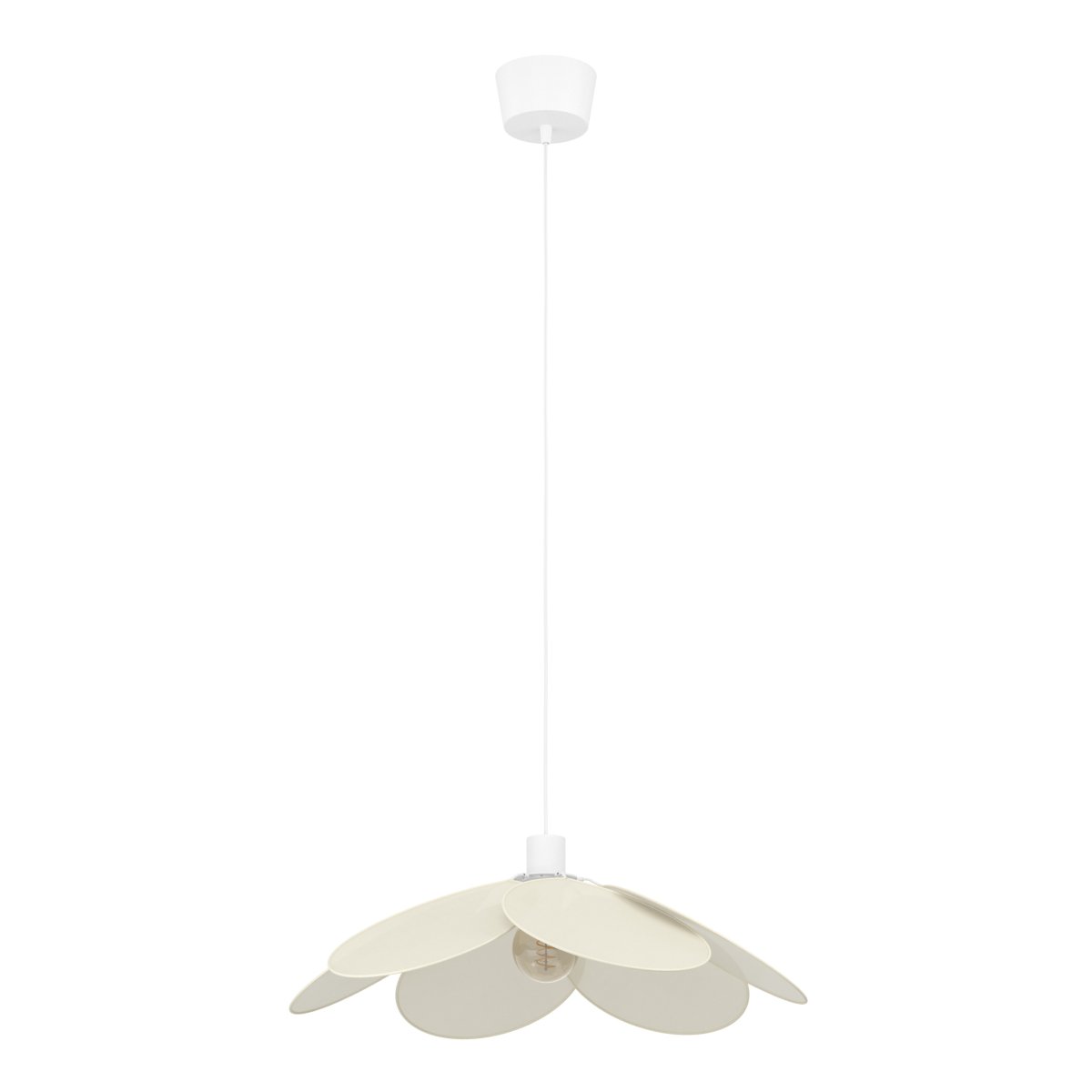 Binacua Ø60 Beige hängelampe Von Eglo - Der Schirm besteht aus sanft gerundeten Blättern, die sich überlappen und die Lichtquelle in der Mitte sichtbar machen.
