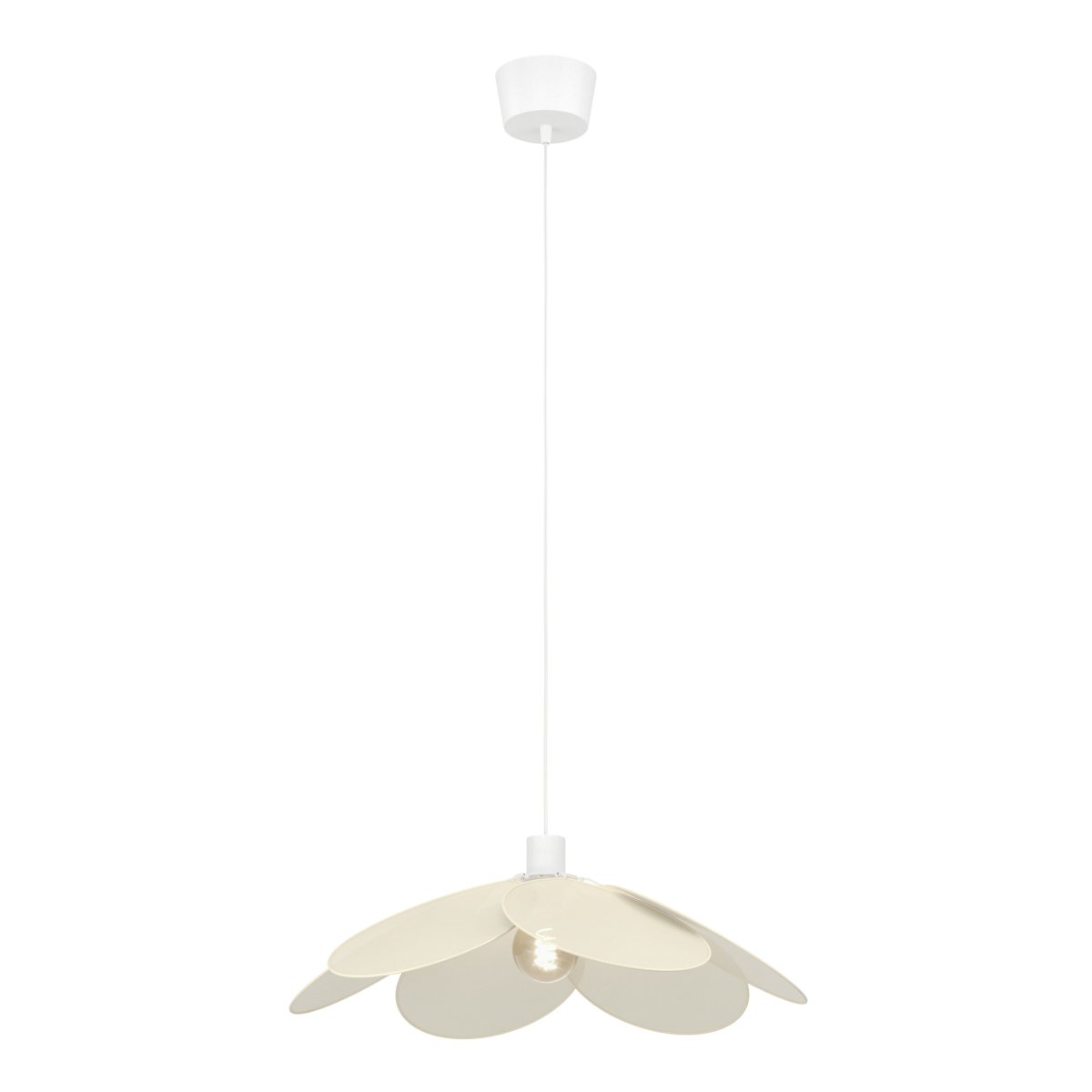 Binacua Ø60 Beige hängelampe Von Eglo - Der Schirm besteht aus sanft gerundeten Blättern, die sich überlappen und die Lichtquelle in der Mitte sichtbar machen.