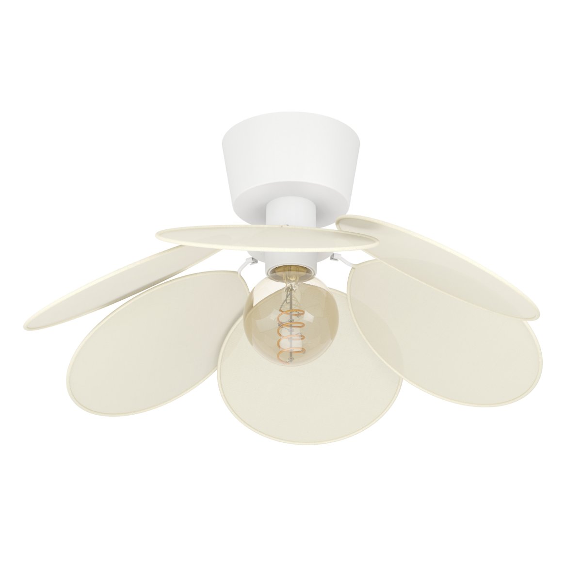 Binacua Ø45 Beige deckenleuchte Von Eglo - Der Schirm besteht aus sanft gerundeten Blättern, die sich überlappen und die Lichtquelle in der Mitte sichtbar machen.