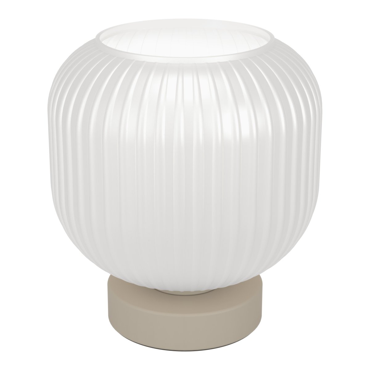 Dasmina 22cm Weiß/Sand tischlampe Von Eglo - Das geriffelte Glas verleiht der Lampe eine sanfte und dekorative Ausstrahlung und sorgt gleichzeitig für eine angenehme Lichtverteilung im Raum.