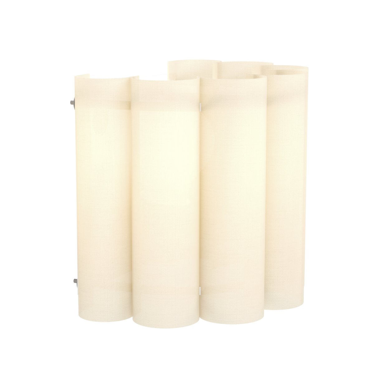 Collegrilli 17cm Beige wandlampe Von Eglo - Der Schirm besteht aus mehreren sanft geschwungenen Textilsegmenten, die sich überlappen und so eine effektvolle Tiefe erzeugen.