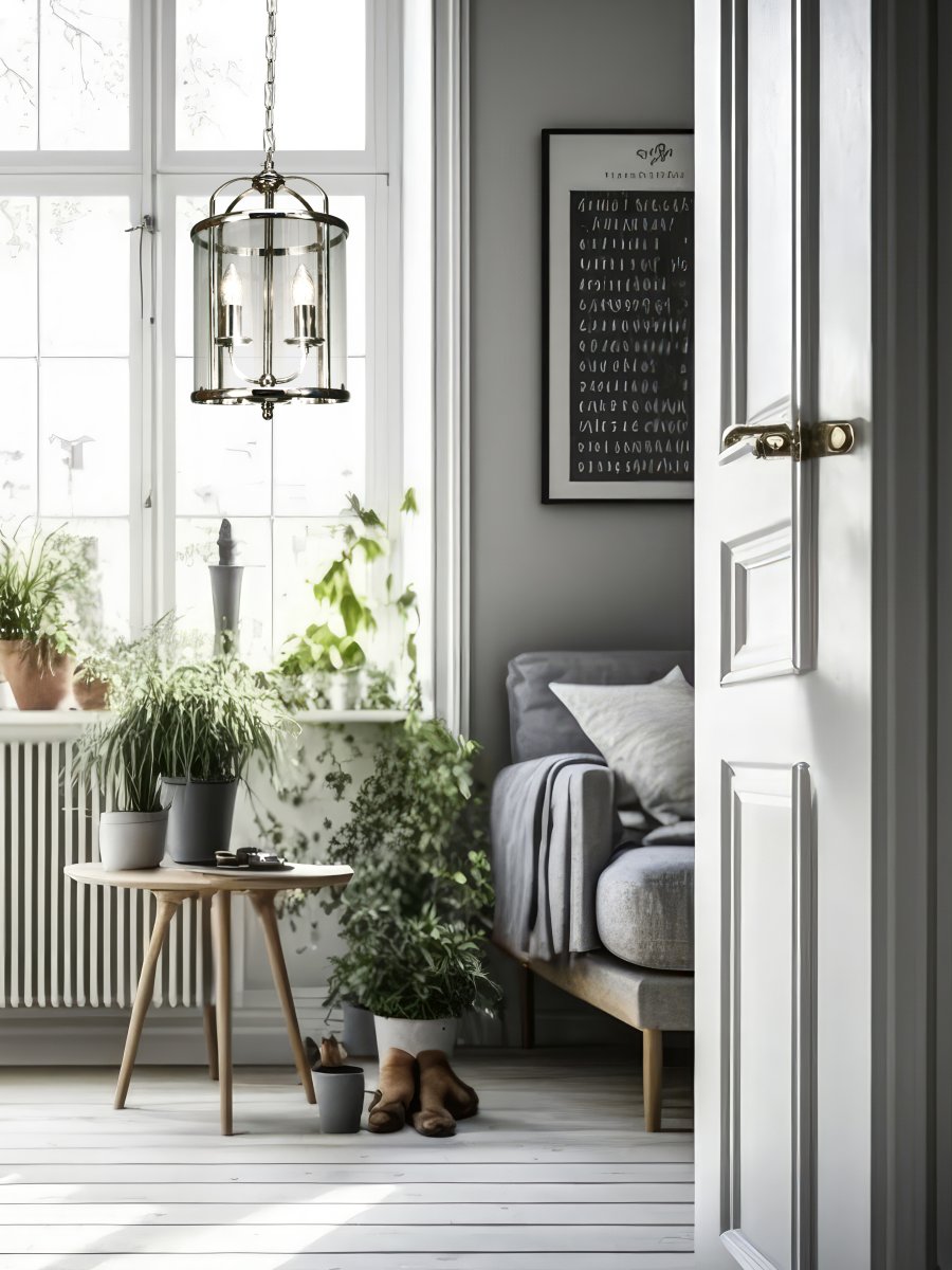 Budgie Ø23 Chrom hängelampe Von Aneta Lighting - Budgie-Deckenleuchte aus verchromtem Metall und klarem, leicht gebogenem Glas.