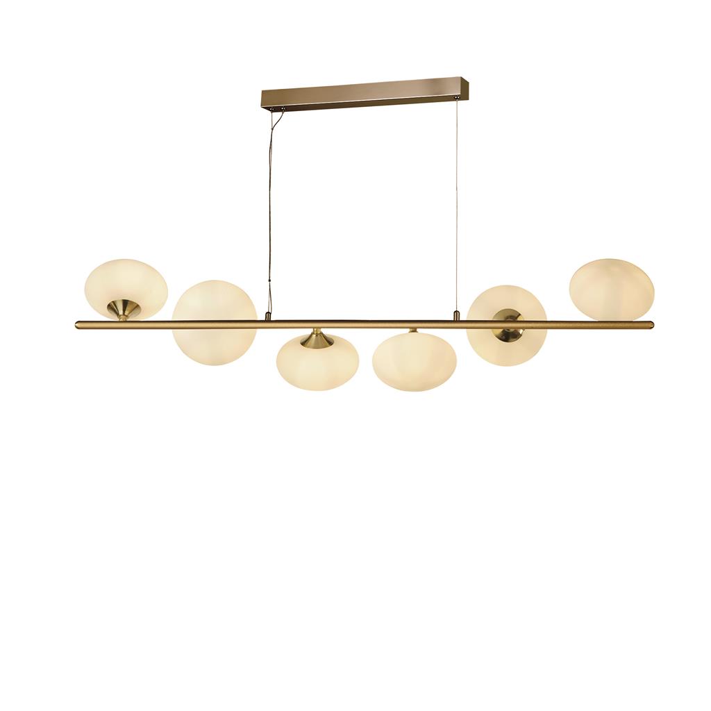Pebble 100cm Gold hängelampe Von Searchlight - Die weichen Formen und das Glas verbreiten ein angenehmes Licht in alle Richtungen und machen Pebble zur perfekten Wahl sowohl f&uuml;r Wohn- als auch f&uuml;r Essbereiche.