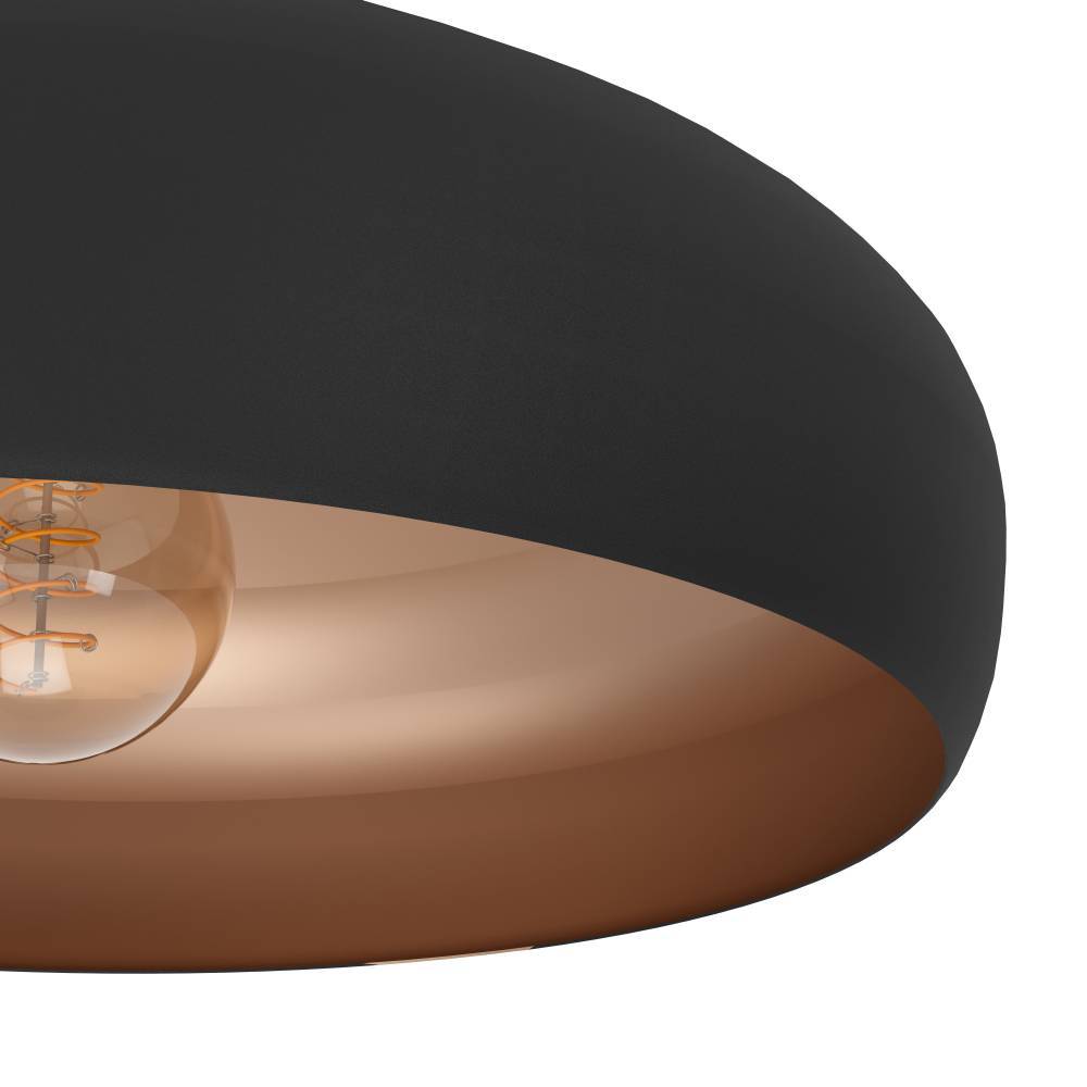 Mogano Ø40 Schwarz deckenleuchte Von Eglo - Die freiliegende Lichtquelle verleiht einen industriellen Touch und verbreitet gleichzeitig ein gleichmäßiges und helles Licht.