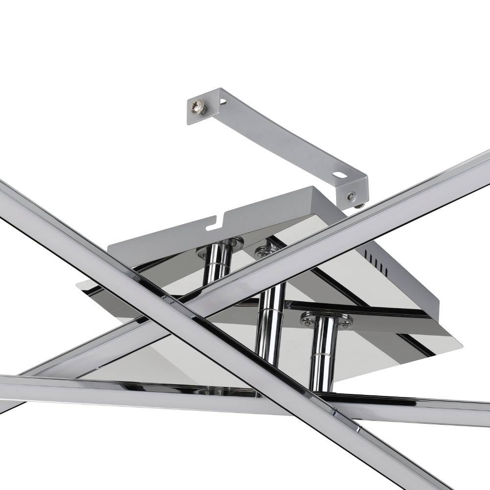 Lasana 50cm Chrom deckenleuchte Von Eglo - Der minimalistische und geometrische Stil macht es zur perfekten Wahl für zeitgenössische oder moderne Innenräume und es sorgt für ein klares und diffuses Licht, das den Raum erfüllt.
