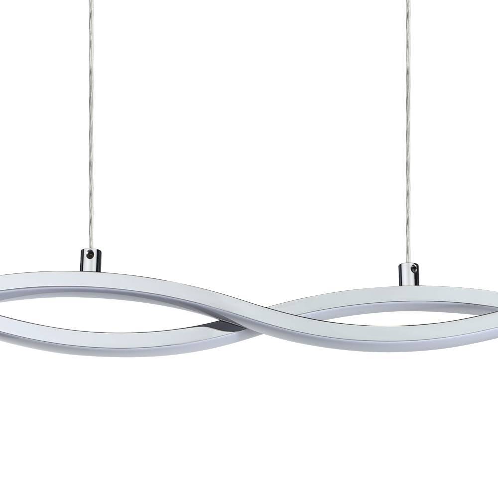Lasana 87cm Chrom hängelampe Von Eglo - Die eleganten Kurven und der minimalistische Stil machen es zur idealen Wahl für moderne Innenräume und seine glatte Chromoberfläche sorgt für ein subtiles, anspruchsvolles Aussehen.