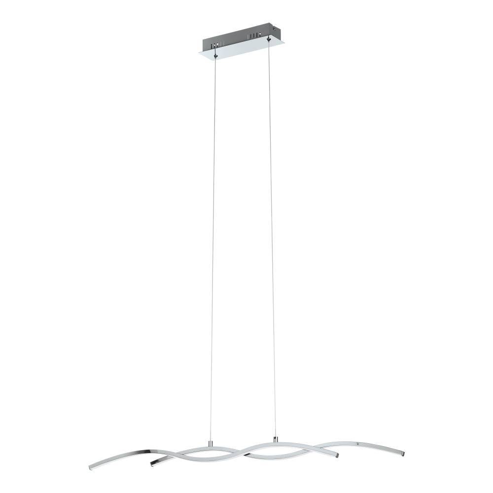 Lasana 87cm Chrom hängelampe Von Eglo - Die eleganten Kurven und der minimalistische Stil machen es zur idealen Wahl für moderne Innenräume und seine glatte Chromoberfläche sorgt für ein subtiles, anspruchsvolles Aussehen.