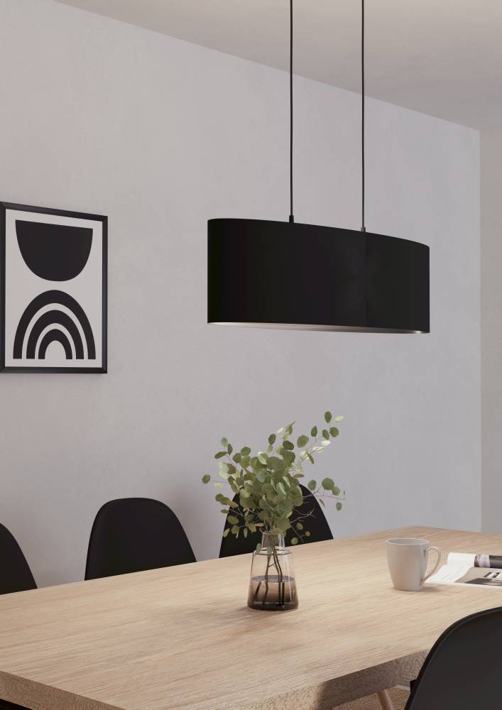 Maserlo 78cm Schwarz hängelampe Von Eglo - Diese schwarze, minimalistische Pendelleuchte ist die perfekte Wahl für alle, die eine stilvolle und moderne Beleuchtungslösung suchen.