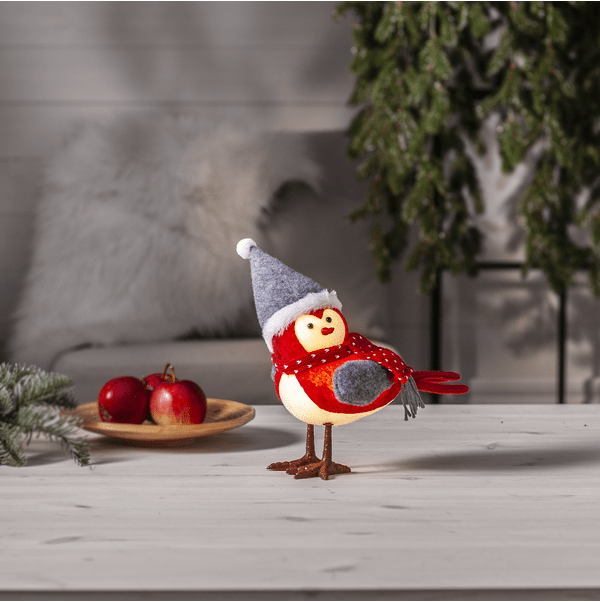 Joylight Vogel ROT Von Star Trading - Eine gem&uuml;tliche Dekoration, die Weihnachtsstimmung im Zuhause verbreitet.