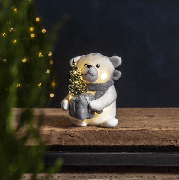 Joylight Eisbär Weiß Von Star Trading - Es leuchtet sowohl im Körper als auch im Baum wunderschön mit warmweißem Licht.