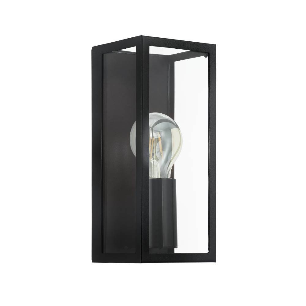 Amezola Schwarz außenlampe Von Eglo - Mit ihrer rechteckigen Form und der sichtbaren Lichtquelle vermittelt sie einen trendigen, industriellen Eindruck und verbreitet gleichzeitig ein angenehmes Licht.