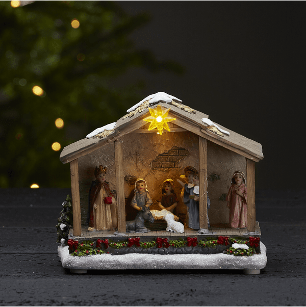 Nativity Mehrfarbig Von Star Trading - Stimmungsvolle Dekoration für Weihnachten und den Advent: Ein Stern leuchtet wunderschön auf der Krippe.