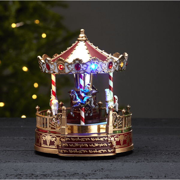 Kidsville Mehrfarbig Von Star Trading - Dekoration mit feinen Details, sich drehendes Karussell mit 8 verschiedenen Weihnachtsliedern.