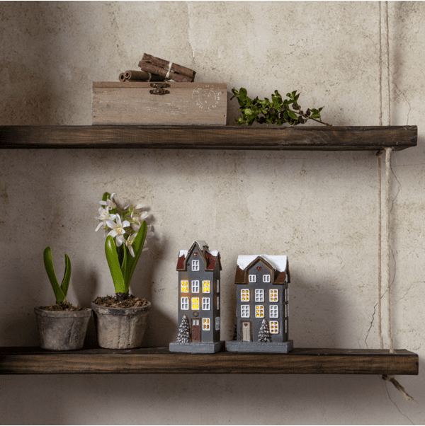 Hus 2er-Pack Grau Von Star Trading - Perfekt f&uuml;r die gesamte dunkle Jahreszeit und als stimmungsvolle Dekoration zur Advents- und Weihnachtszeit.