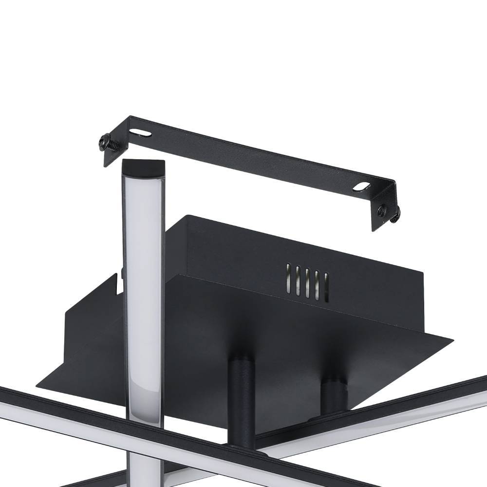 Lasana 50cm Schwarz deckenleuchte Von Eglo - Der minimalistische und geometrische Stil macht es zur perfekten Wahl für zeitgenössische oder moderne Innenräume und es sorgt für ein klares und diffuses Licht, das den Raum erfüllt.