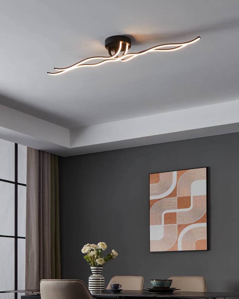 Roncade 116cm Schwarz deckenleuchte Von Eglo - Die Lampe spendet ein dezentes und angenehmes Licht, das sich gleichmäßig im Raum verteilt und sich somit perfekt für Wohn- und Esszimmer eignet.