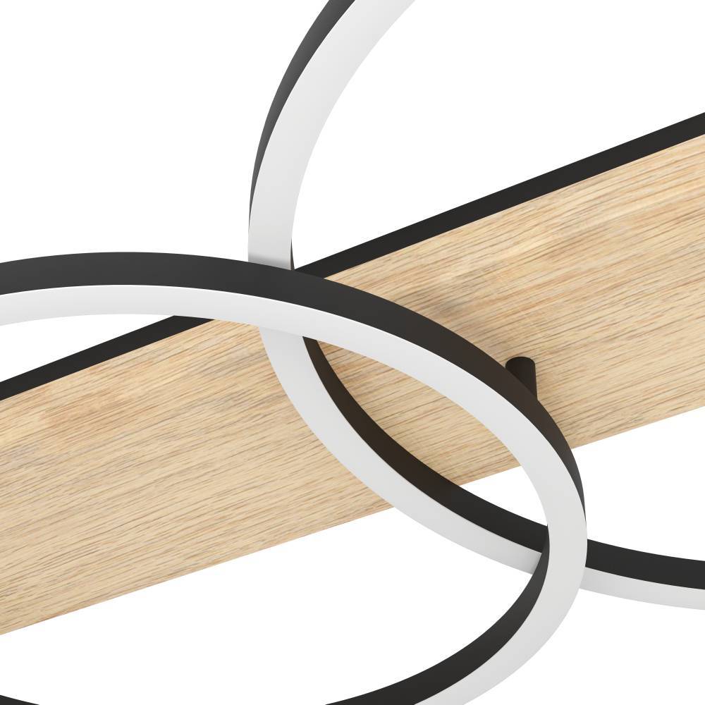 Boyal 100cm Holz deckenleuchte Von Eglo - Die in den Ringen integrierten LED-Leuchten erzeugen ein weiches und gleichm&auml;&szlig;iges Licht, das die Atmosph&auml;re in jedem Raum verbessert.