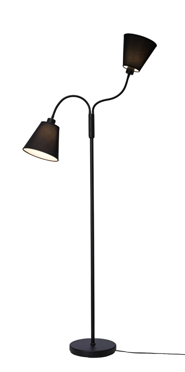 Duett Schwarz stehlampe Von Cottex - Die aus Metall und Textil gefertigte Leuchte sorgt f&uuml;r ein angenehmes Licht und erm&ouml;glicht es Ihnen, das Licht ganz einfach dorthin zu lenken, wo es ben&ouml;tigt wird.