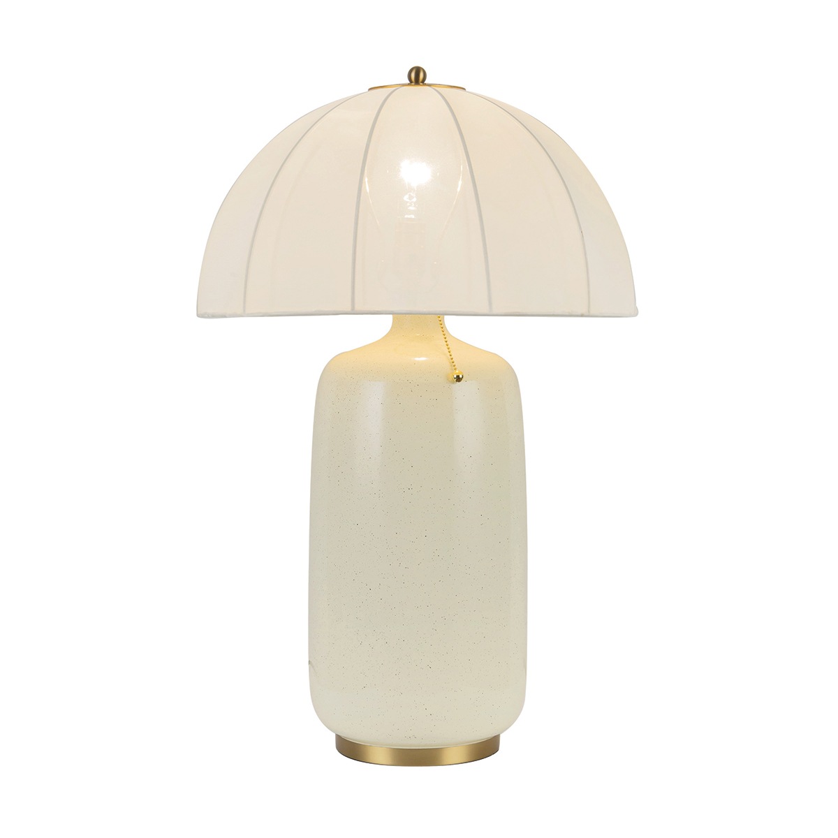 Crosby 70cm Cremeweiß tischlampe Von Elstead Lighting - Der Stoff l&auml;sst das Licht durch und verleiht der Lampe ein angenehmes Leuchten, w&auml;hrend die Form des Lampenschirms selbst zum dekorativen Element wird.