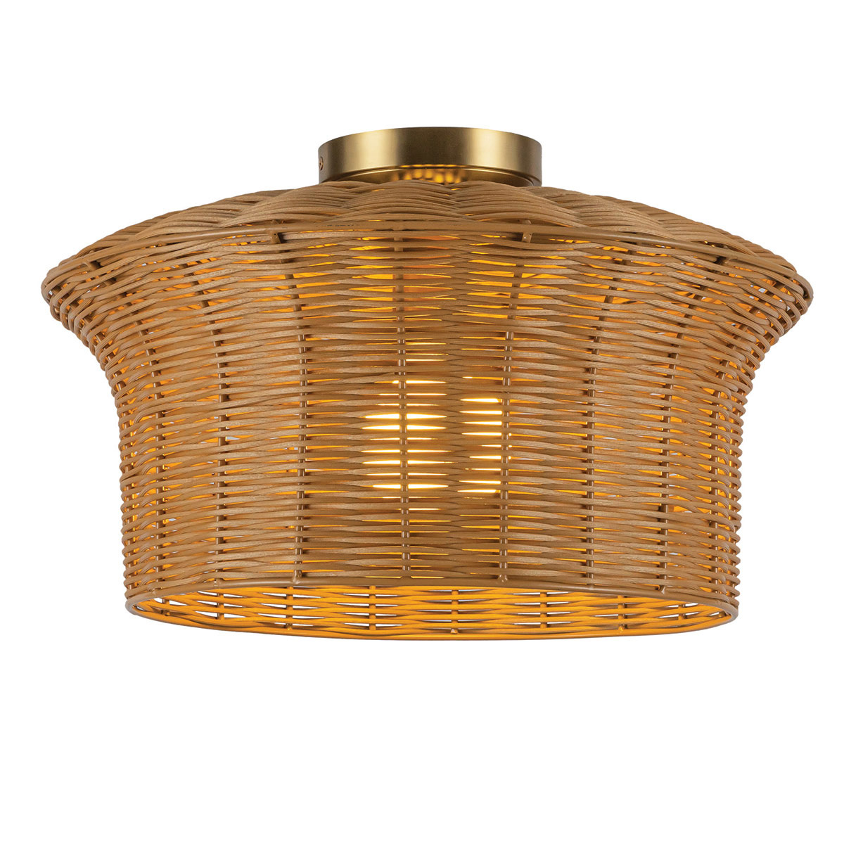 Kai Ø40 Natur deckenleuchte Von Elstead Lighting - Kai ist eine dekorative Deckenleuchte, die Metall mit einem Schirm aus Rattan kombiniert.
