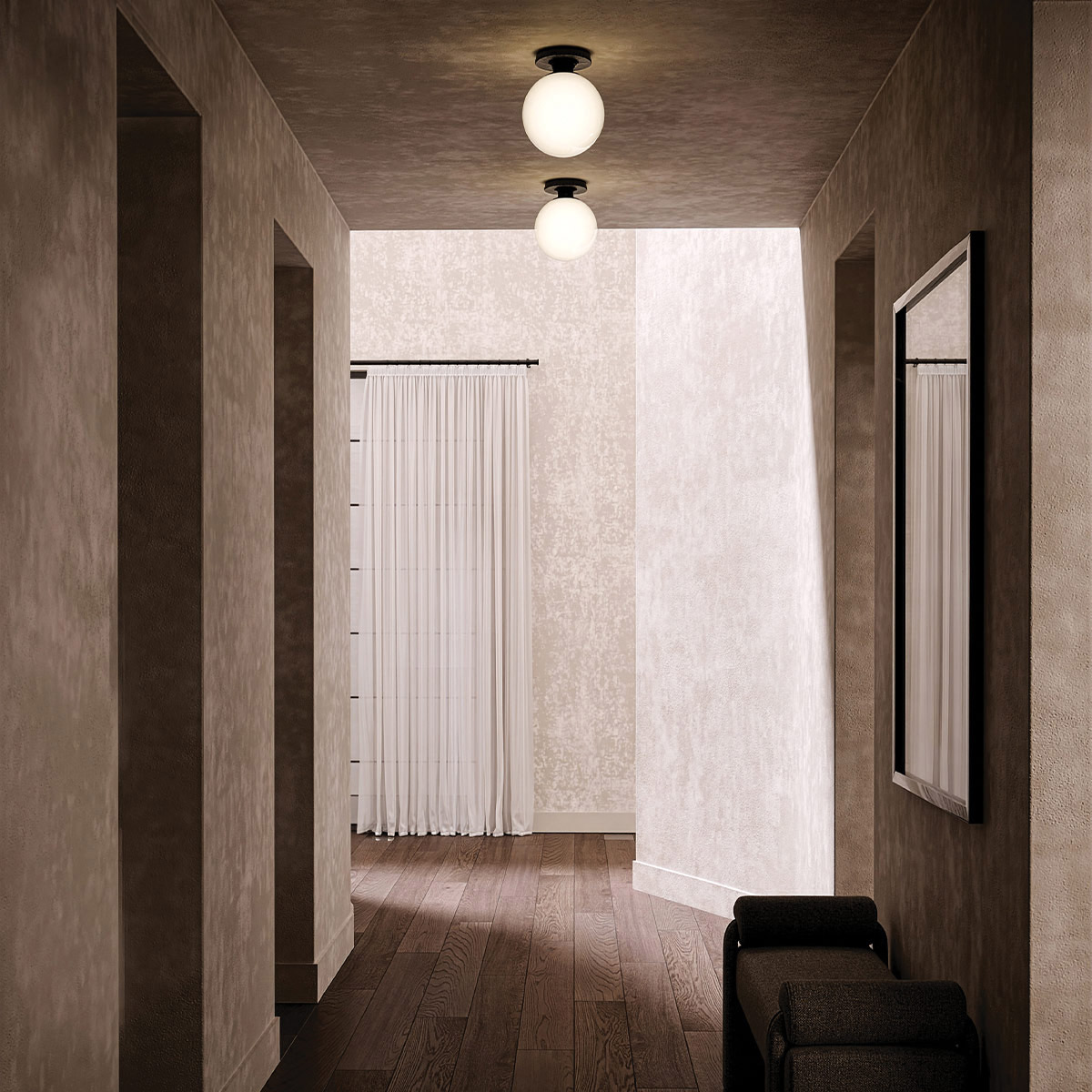 Otis Ø20 Schwarz badezimmerlampe Von Elstead Lighting - Otis ist eine dekorative Deckenleuchte mit weichen Formen und feinen Details.