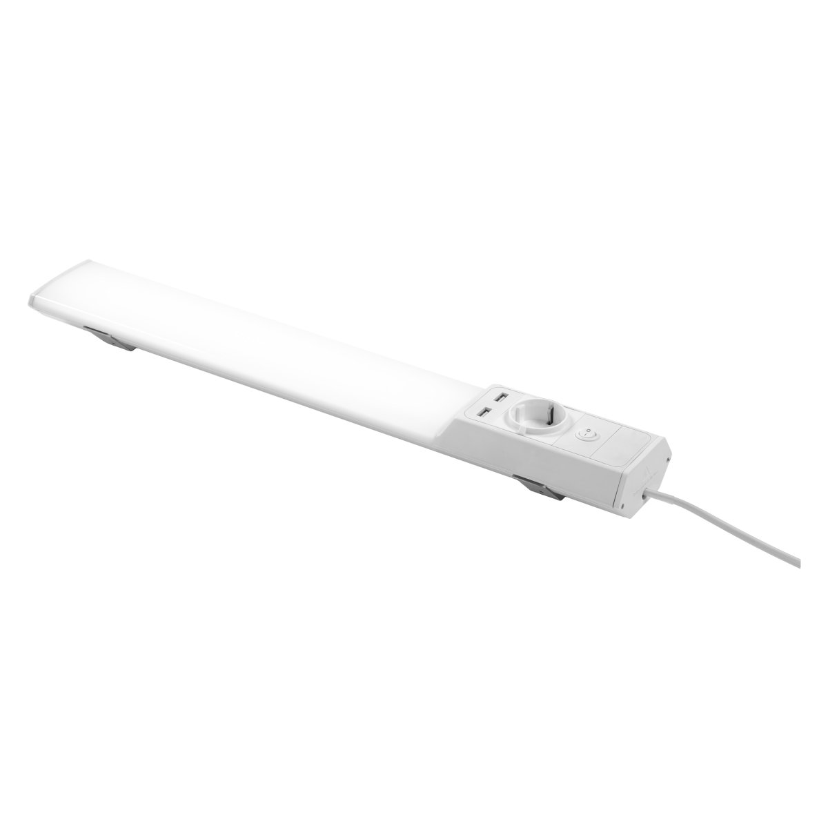 Flat Socket USB 54cm Weiß Von Osram - Lampan skruvas fast antingen under sk&aring;pet eller i 45&deg; lutning och ansluts sedan med medf&ouml;ljande sladd p&aring; 1,5m och kopplas in i v&auml;gguttag med stickkontakt.