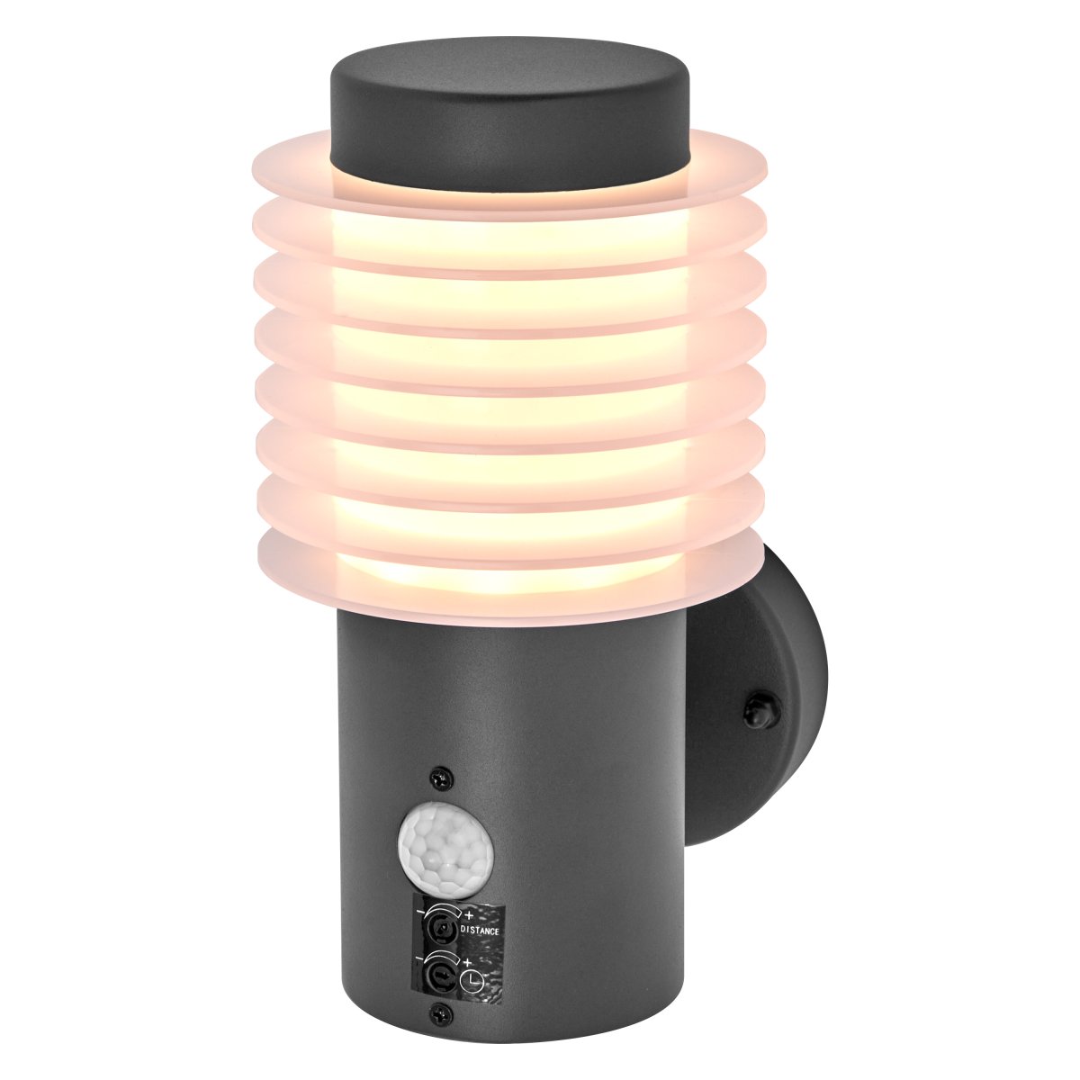 Rondo Sensor Dunkelgrau außenlampe Von - Med sin stilrena design och effektiva funktionalitet &auml;r denna armatur det perfekta valet f&ouml;r att b&aring;de belysa och s&auml;kerst&auml;lla ditt utomhusomr&aring;de.