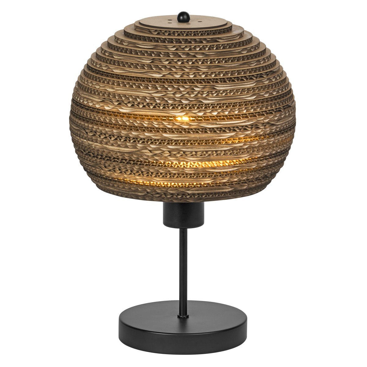 Cardboard Ball 38cm Braun tischlampe Von Ledvance - Der aus mehreren Lagen Karton gefertigte Schirm erzeugt im beleuchteten Zustand ein sch&ouml;nes Lichtspiel im Raum und tr&auml;gt zu einer warmen und nat&uuml;rlichen Atmosph&auml;re bei.