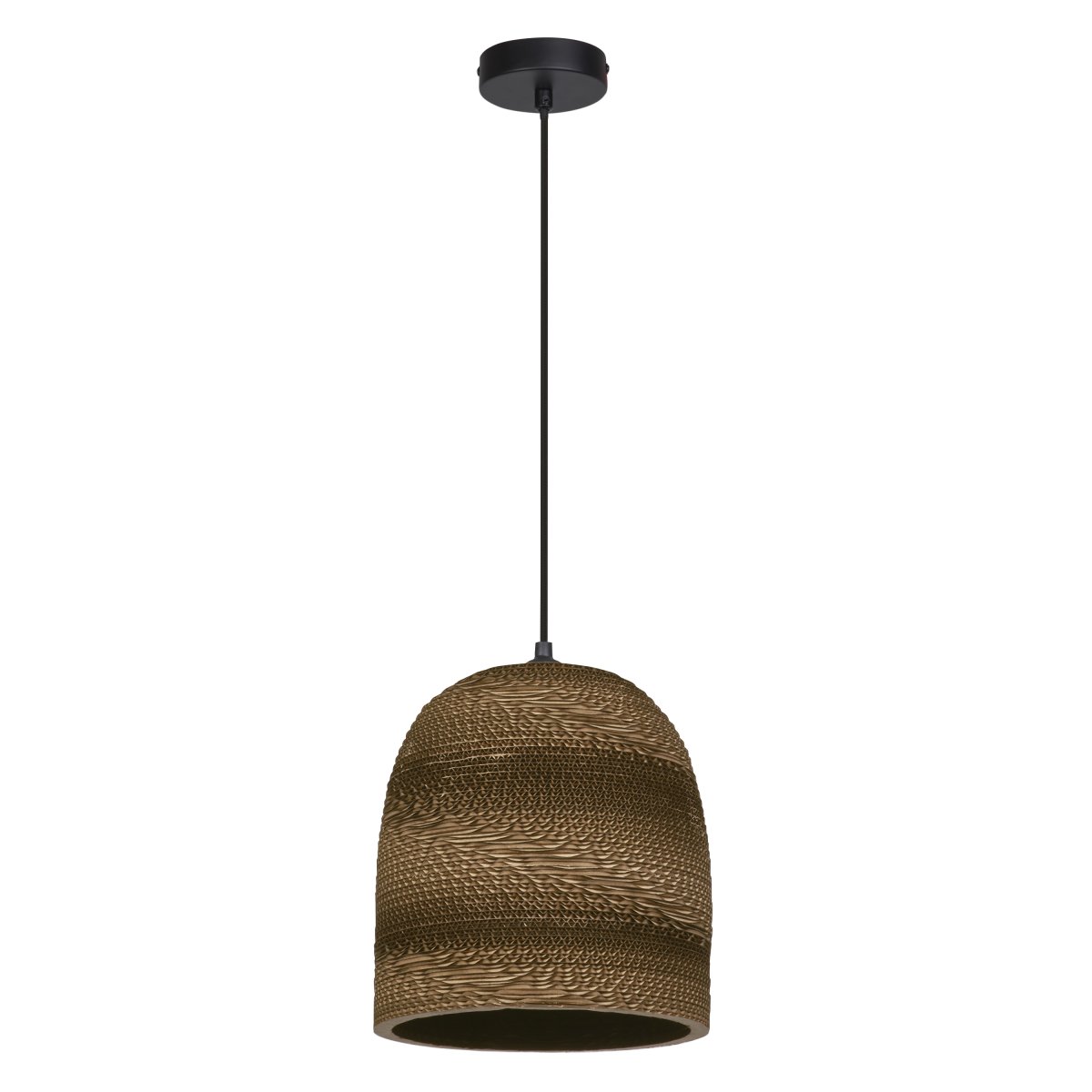 Cardboard Bell Ø25 Braun hängelampe Von Osram - Der aus mehreren Lagen Karton gefertigte Schirm erzeugt im beleuchteten Zustand ein sch&ouml;nes Lichtspiel im Raum und tr&auml;gt zu einer warmen und nat&uuml;rlichen Atmosph&auml;re bei.