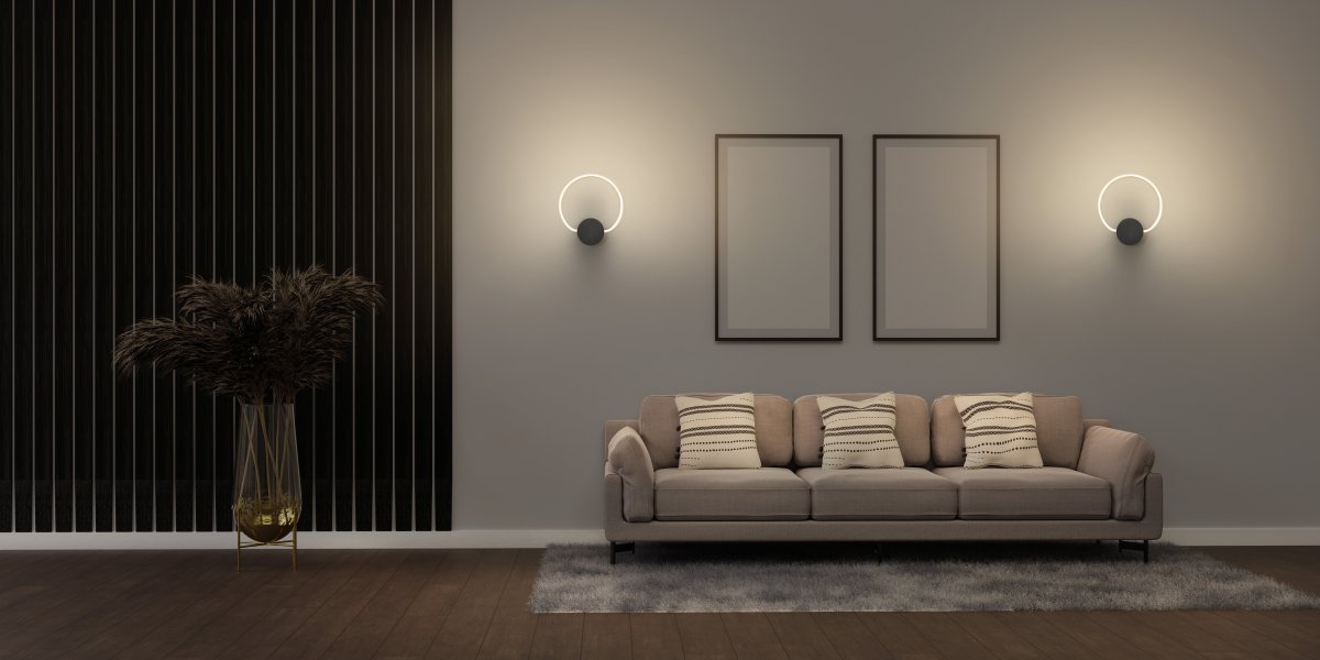 Aura Ø37 Schwarz wandlampe Von Ledvance - Lampan har tv&aring; olika belysningspunkter med integrerad LED, en bakom v&auml;ggplattan och cirkeln.