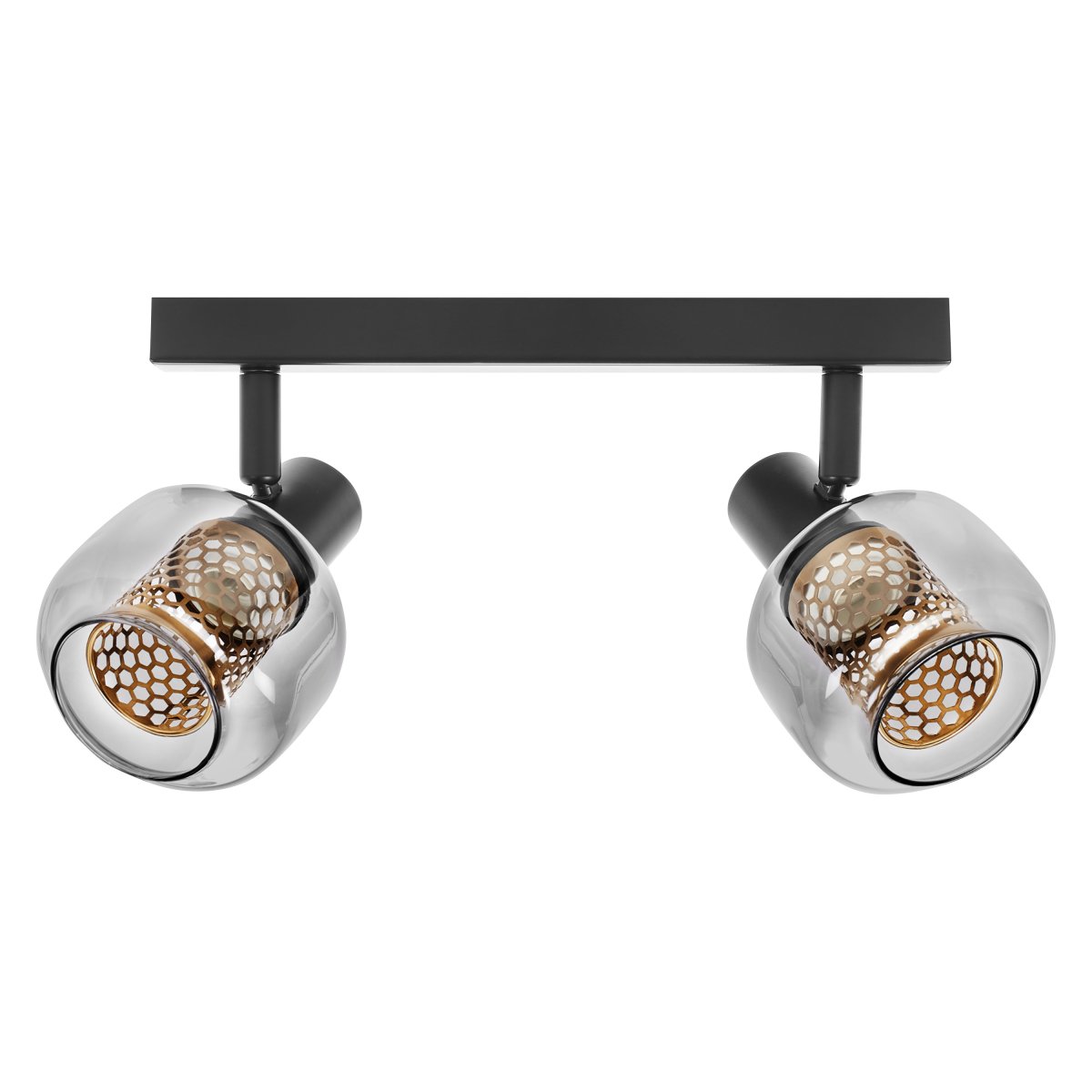 Firefly 2 Schwarz spotlight Von Ledvance - De r&ouml;rliga spotlightsen med sk&auml;rmar av gr&aring;tonat glas i kombination med de guldiga detaljh&ouml;ljet som omfamnar ljusk&auml;llorna bidrar med en elegans till rummet.