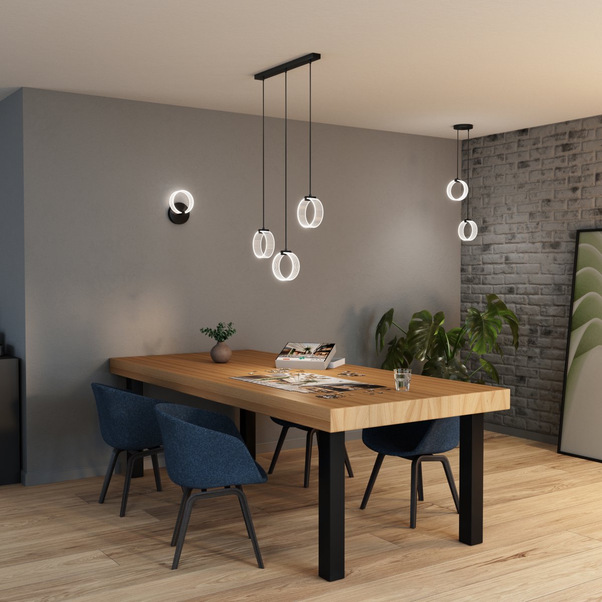 Circle PL 66cm Schwarz hängelampe Von Osram - In der ersten Stufe leuchtet die Lampe in warmwei&szlig;em Licht mit 3000K, in der zweiten Stufe in kaltwei&szlig;em Licht mit 4200K und in der dritten Stufe in 6500K (Tageslicht).