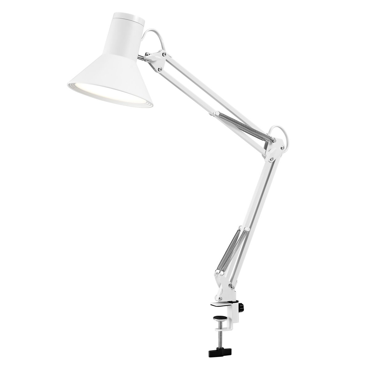 Office Retro Weiß klemmlampe Von Ledvance - Lampan ger ett varmvitt och starkt ljus p&aring; 900lm och 3000K, perfekt som arbets- och l&auml;slampa.