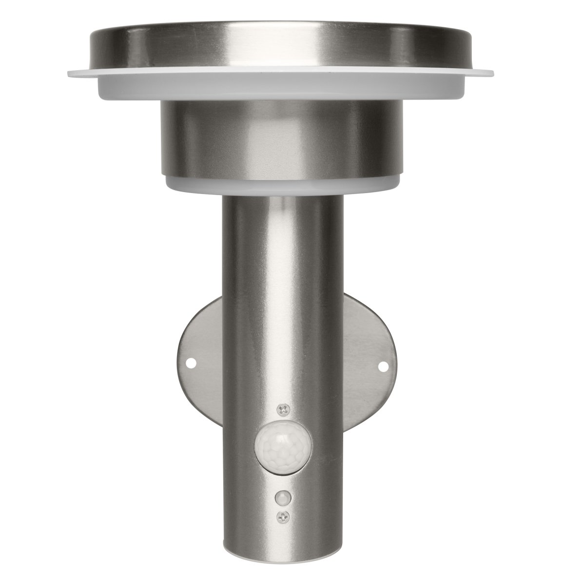 Double Circle Sensor Silber solarleuchte Von Ledvance - Der eingebaute PIR-Bewegungssensor und Tageslichtsensor schalten die Lampe bei Bewegung im Dunkeln automatisch ein und sorgen so für Sicherheit und Energieeffizienz.
